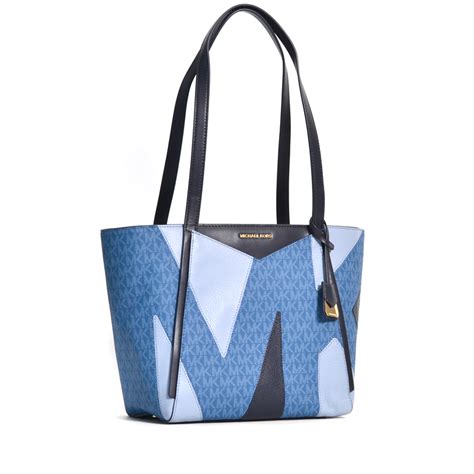 michael kors laser cut tote whitney chambray|Whitney Large Leather Tote Bag .